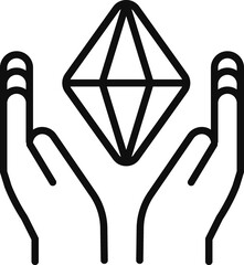 Gem, diamond, jewelry line icon