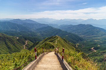 Panoramic image of Binh Lieu mountains area in Quang Ninh province in northeastern Vietnam. This is the border region of Vietnam - China