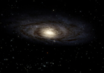 Galaxy with stars in the deep space, 3d illustration