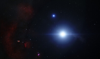 Rigel star and nebula 3d illustration background