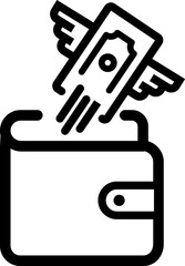 Empty wallet, financial crisis icon