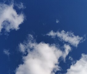 Obraz premium Fondo natural con detalle varias nubes de tonos blancos sobre fondo de cielo azul intenso