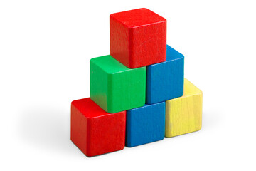 Toys colorful blocks isolated on background