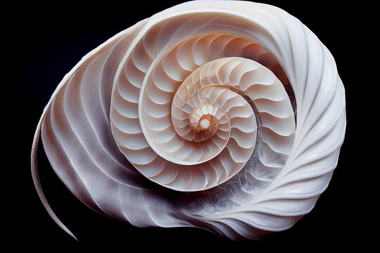 Nautilus Shell On Black