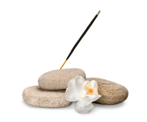 Flower and Rocks with Incense Stick