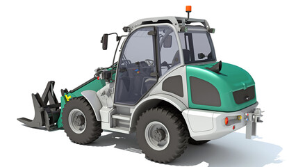 Telescopic Wheel Loader Telehandler Forklift 3D rendering on white background © 3D Horse