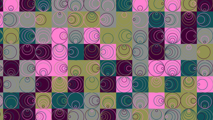 green, pink and grey geometric pattern, seamless wallpaper for fabric, tile, tablecloth