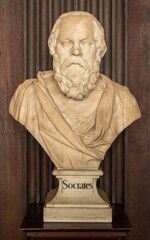 Bust of Socrates in Long Room of Trinity College Old Library in Dublin