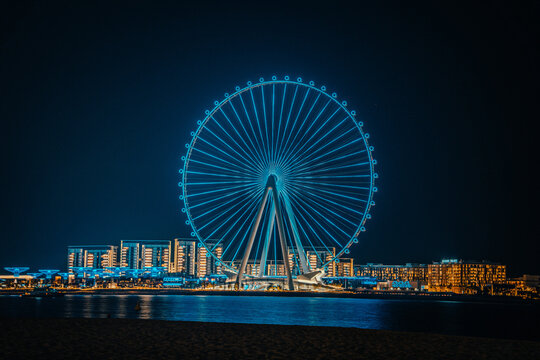 Bluewaters island and Ain Dubai ferris wheel on in Dubai, UAB