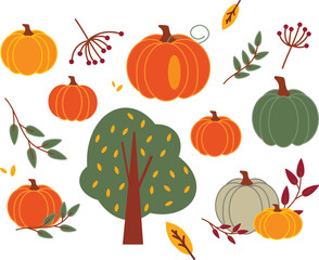 Autumn set of elements