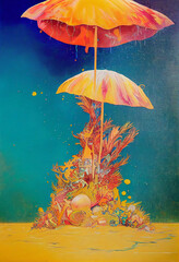 Obraz na płótnie Canvas umbrellas on the beach