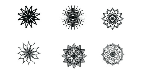 Obraz premium Set Mandala, Black mandala, luxury ornamental mandala design background,mandala design,Mandala pattern Coloring book Art wallpaper design, tile pattern, Islam, Arabic, Indian, Black and White Mandala 