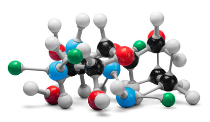Molecular structure model on white background