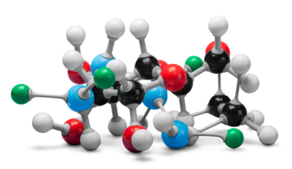 Molecular structure model on white background