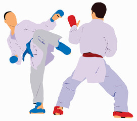 Illustration of pair of karate fighters in pose.