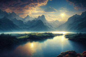 sunrise in the mountains