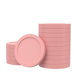 3D coin. Coin stack. 3D illustration.