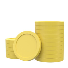 3D coin. Coin stack. 3D illustration.