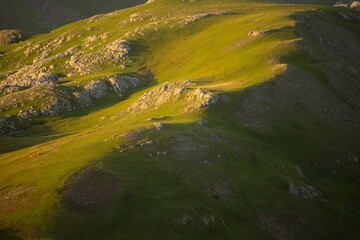 Closeup view of the green mountain