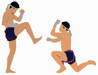 Illustration of two muay thai athlete in pose.