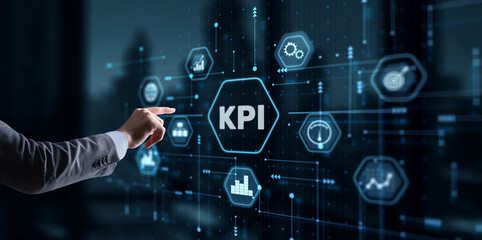 Fototapeta na wymiar Key Performance Indicator KPI using Business Intelligence BI