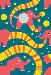 Cute animals on train seamless pattern. Happy Elephant tiger and lion on locomotive. Cartoon animals background. design for background wallpaper wrapping fabric and all your creative project.
