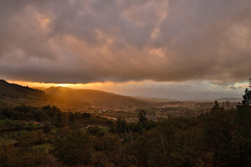 Breathtaking Sunset with Stunning Clouds and Light in the Outskirts of Sabugal, Portugal - Landscape Shot