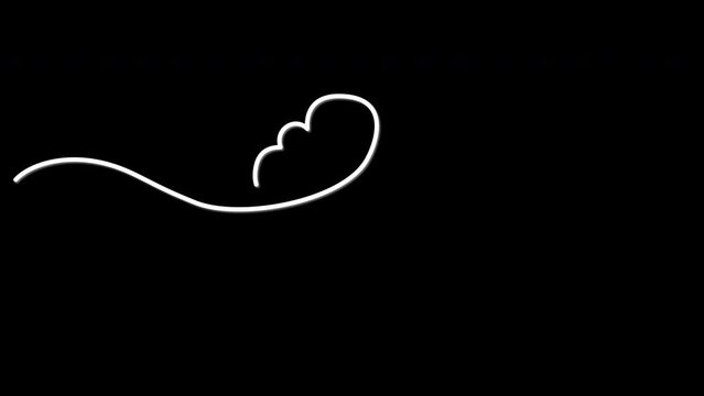 Cloud outline self drawing animation. Line art. Black background.