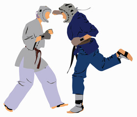 Illustration of professional kudo players.