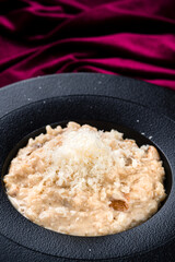 risotto with porcini mushrooms on plate