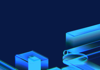 Abstract blue circuit board 3d rendering technology background.