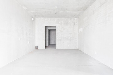 interior of the apartment without decoration in gray colors