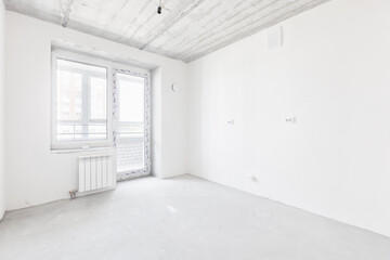 interior of the apartment without decoration in gray colors