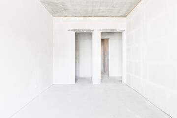 interior of the apartment without decoration in gray colors