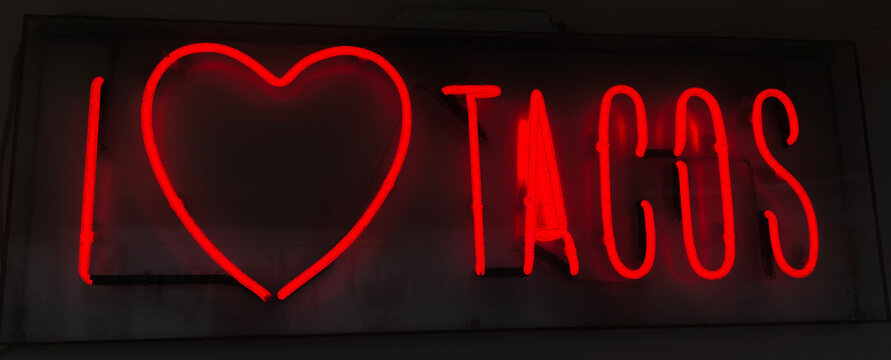 Neon Sign That Says I Love Tacos