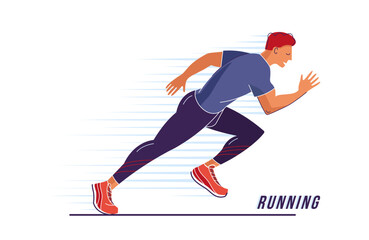 Running man. Vector illustration. Side view.