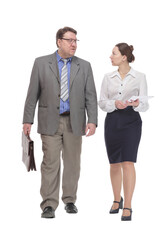 in full growth. businessman and business woman .