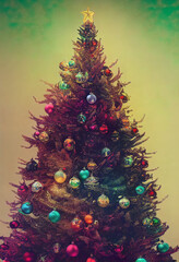 Fantasy Weihnachtsbaum geschmückt, Illustration