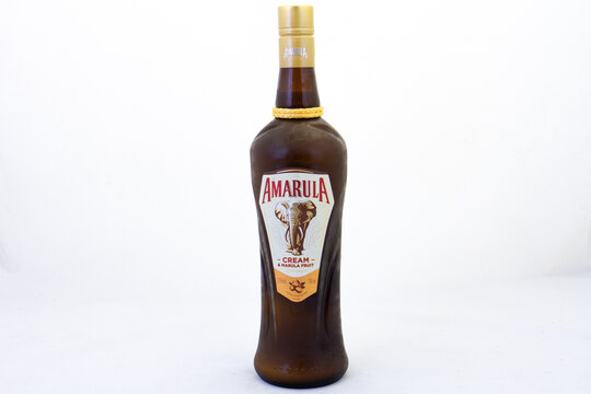 Johannesburg, South Africa - a bottle of Amarula liquor isolated