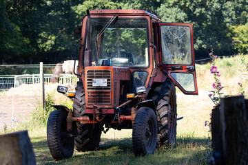 tractor in a field