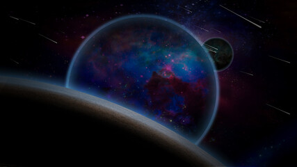 Fototapeta na wymiar Exo solar planet in endless space