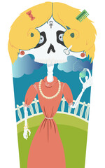 skeleton girl tries a new perfume fragrance