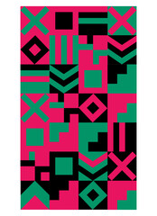 Abstract geometric pattern design with simple geometric shapes and basic colorful patterns. Suitable for use in posters, background images. Website design, branding, albums, typography, fashion