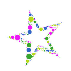 colorful star shape with dots and love text together transparent back pattern digital image 