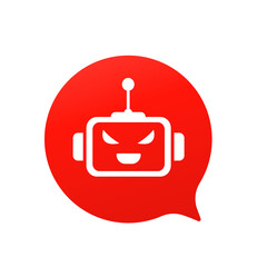 Chatbot with evil robot virus on white background. Vector illustration