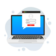 User data on the laptop, password, email, web page. Vector illustration