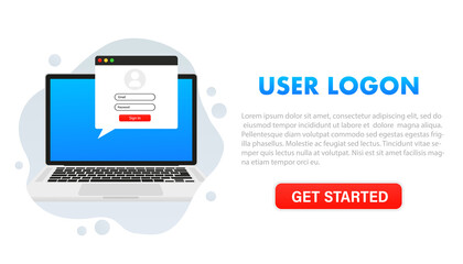 User data on laptop web page isolated on white background. Vector illustration