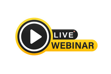 Online webinar button. Internet video conference icon. Live streaming, online education. Internet broadcast. Live video streaming. Vector illustration - obrazy, fototapety, plakaty