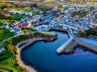 Aerial view of Puerto de Vega in Asturias.