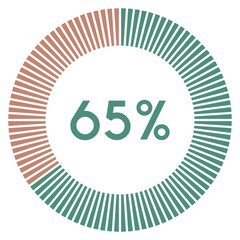 65 percent,circle shape percentage diagram symbol,transparent background.